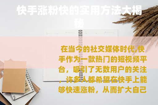 快手涨粉快的实用方法大揭秘 快手涨粉快的实用方法大揭秘