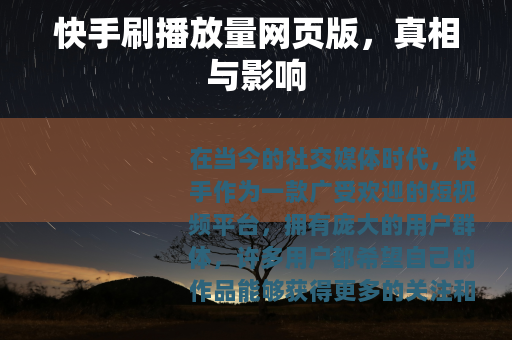 快手刷播放量网页版，真相与影响