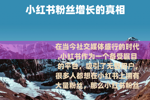 小红书粉丝增长的真相