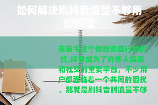 如何解决刷抖音流量不够用的问题