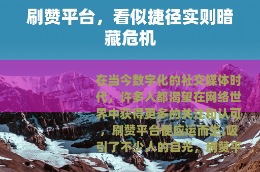 刷赞平台,看似捷径实则暗藏危机