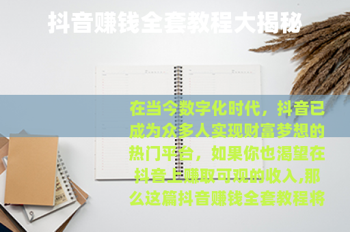 抖音赚钱全套教程大揭秘