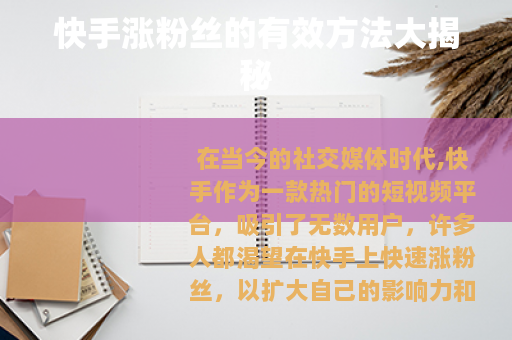 快手涨粉丝的有效方法大揭秘