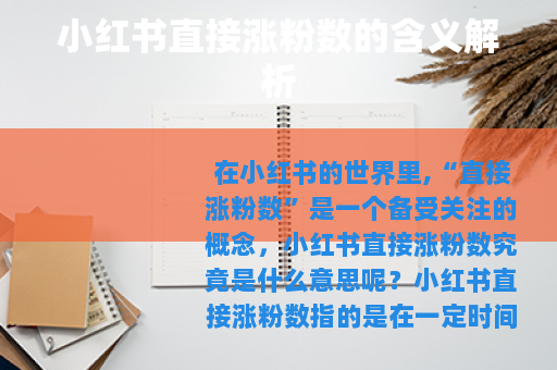 小红书直接涨粉数的含义解析