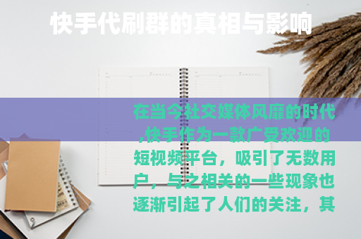 快手代刷群的真相与影响