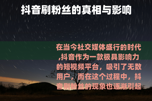 抖音刷粉丝的真相与影响