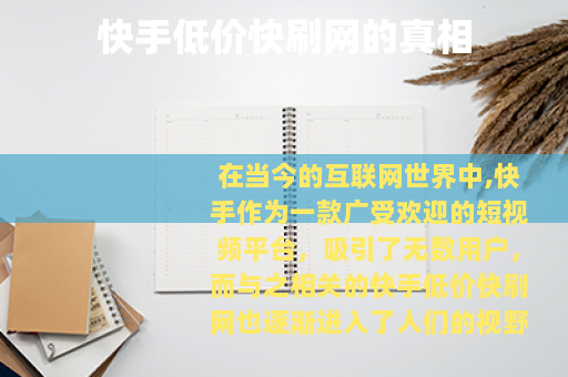 快手低价快刷网的真相