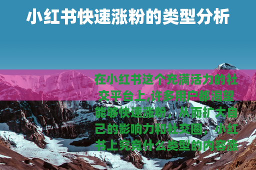 小红书快速涨粉的类型分析