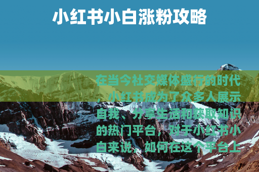 小红书小白涨粉攻略