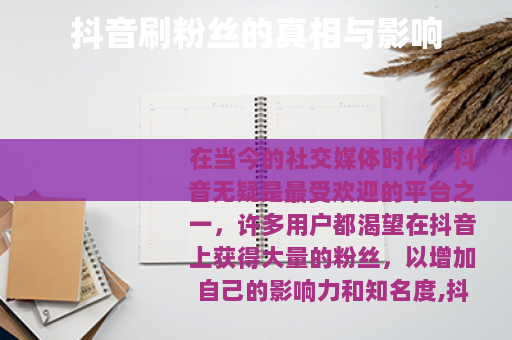 抖音刷粉丝的真相与影响