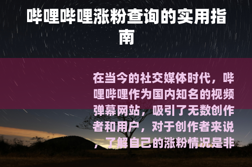 哔哩哔哩涨粉查询的实用指南