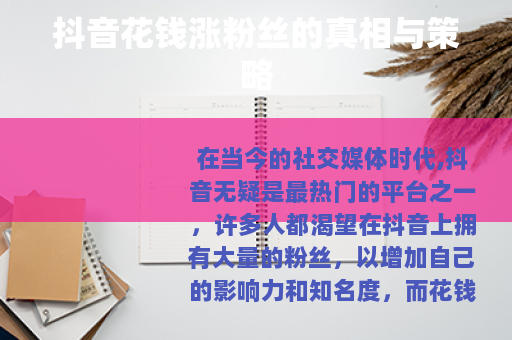 抖音花钱涨粉丝的真相与策略