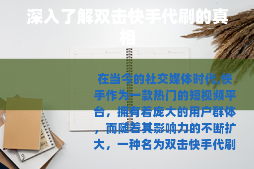 深入了解双击快手代刷的真相