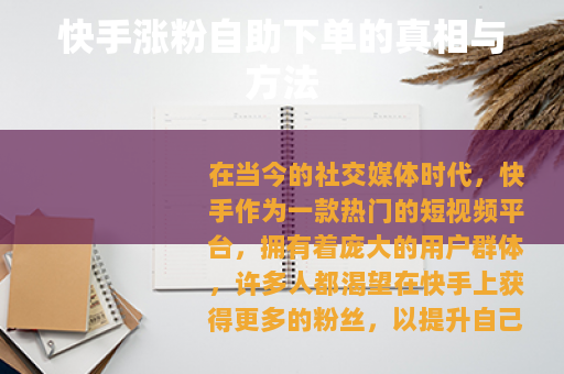 快手涨粉自助下单的真相与方法