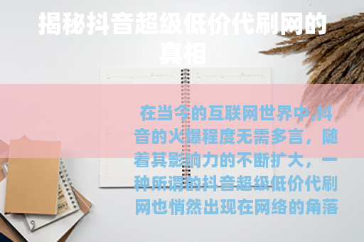 揭秘抖音超级低价代刷网的真相