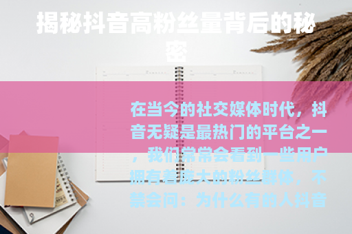 揭秘抖音高粉丝量背后的秘密