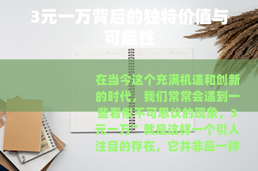 3元一万背后的独特价值与可能性