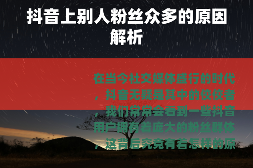 抖音上别人粉丝众多的原因解析