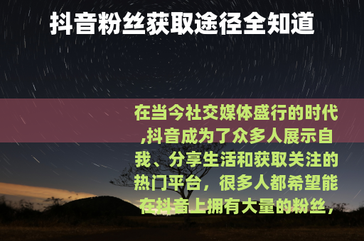 抖音粉丝获取途径全知道