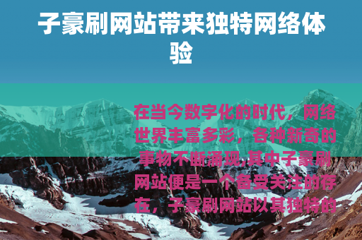 子豪刷网站带来独特网络体验