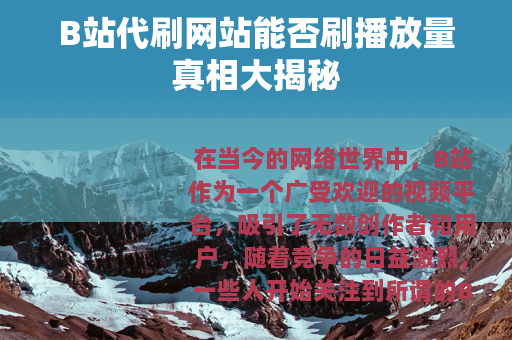 B站代刷网站能否刷播放量真相大揭秘