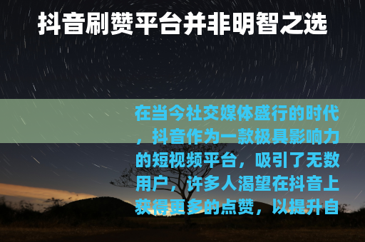 抖音刷赞平台并非明智之选