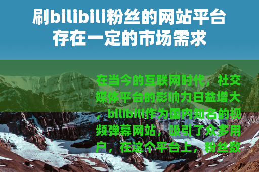 刷bilibili粉丝的网站平台存在一定的市场需求