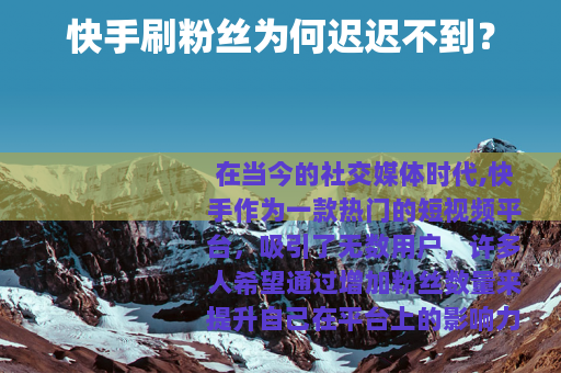 快手刷粉丝为何迟迟不到？