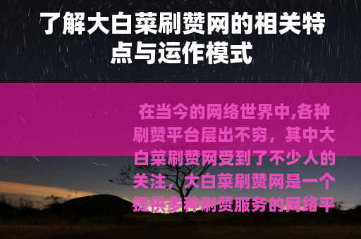 了解大白菜刷赞网的相关特点与运作模式