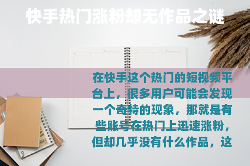 快手热门涨粉却无作品之谜