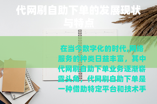 代网刷自助下单的发展现状与特点