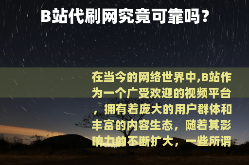 B站代刷网究竟可靠吗？