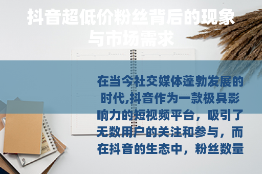 抖音超低价粉丝背后的现象与市场需求