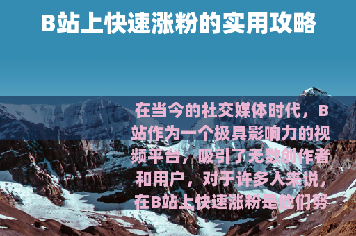 B站上快速涨粉的实用攻略