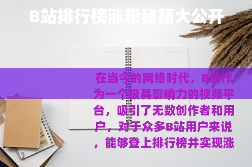 B站排行榜涨粉秘籍大公开