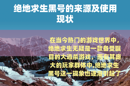 绝地求生黑号的来源及使用现状