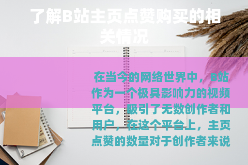 了解B站主页点赞购买的相关情况