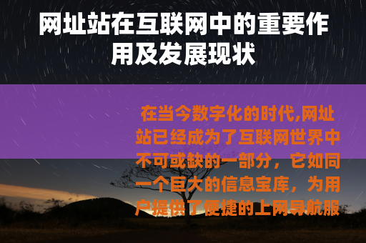 网址站在互联网中的重要作用及发展现状 网址站在互联网中的重要作用及发展现状