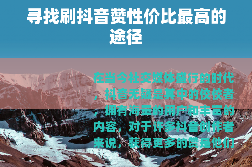 寻找刷抖音赞性价比最高的途径