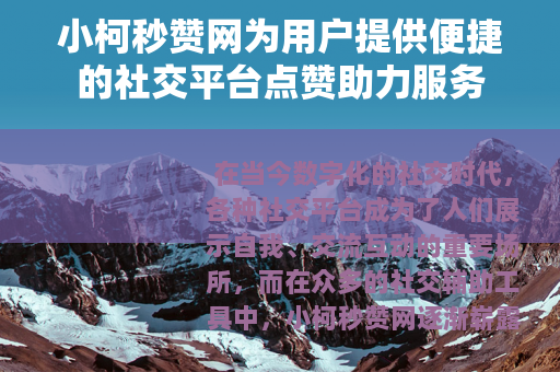 小柯秒赞网为用户提供便捷的社交平台点赞助力服务