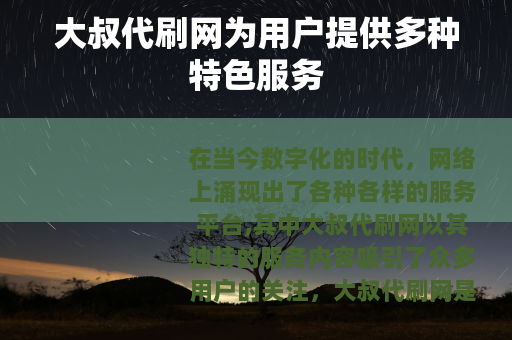 大叔代刷网为用户提供多种特色服务