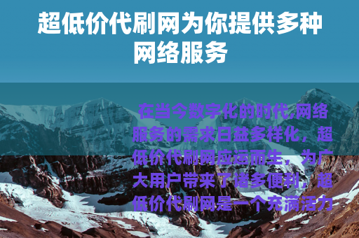 超低价代刷网为你提供多种网络服务