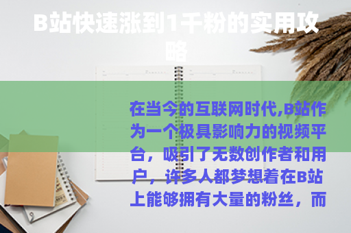 B站快速涨到1千粉的实用攻略
