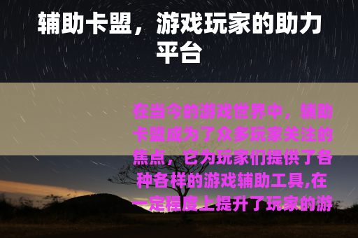 辅助卡盟,游戏玩家的助力平台 辅助卡盟,游戏玩家的助力平台