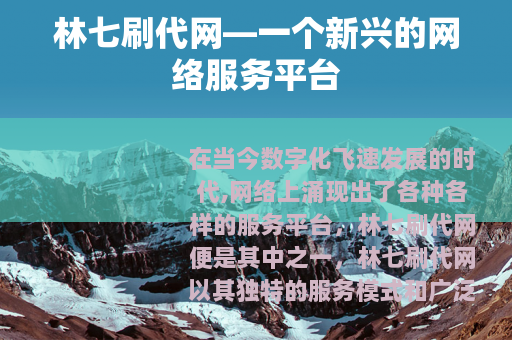 林七刷代网—一个新兴的网络服务平台