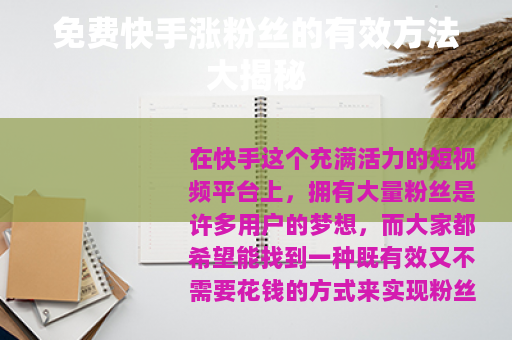 免费快手涨粉丝的有效方法大揭秘