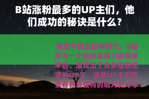 B站涨粉最多的UP主们，他们成功的秘诀是什么？