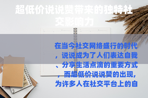 超低价说说赞带来的独特社交影响力