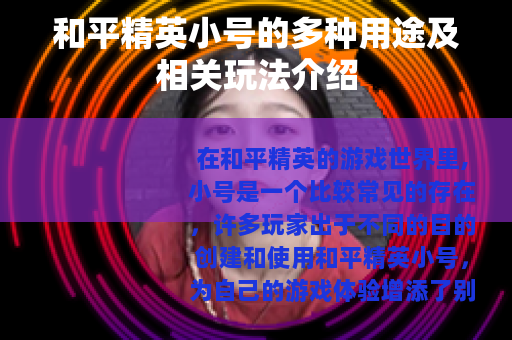 和平精英小号的多种用途及相关玩法介绍