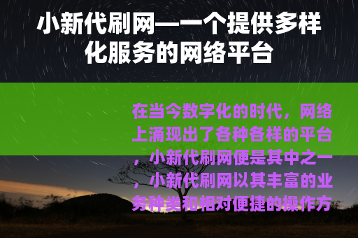 小新代刷网—一个提供多样化服务的网络平台